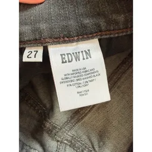 Edwin Jeans Women Bree Washed Black‎ 27 Straight Leg High Rise Raw Hem EW2003QRZ thumbnail 3