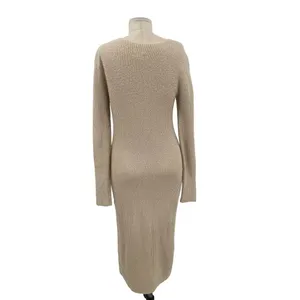 Aritzia‎ Wilfred Camel Tan V-Neck Long Sleeve Sweater Midi Dress Size Small thumbnail 5