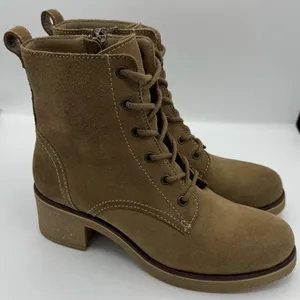 Blondo Tan Suede Waterproof Lace Up Combat‎ Boots Size 9 quality neutral staple thumbnail 1