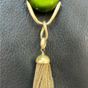 Lia Sophia Kiam Family “Elena” Green Cat’s Eye Necklace 23” long thumbnail 3
