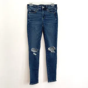 AMERICAN EAGLE Ne(x)t Level High-Waisted Jegging Soft Knit Hi-Rise Dark Ripped 4 thumbnail 3