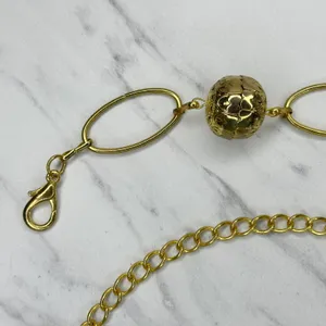 Black Rhinestone Flower Gold Tone Chain Link Belt One Size (OS) ✨ thumbnail 2