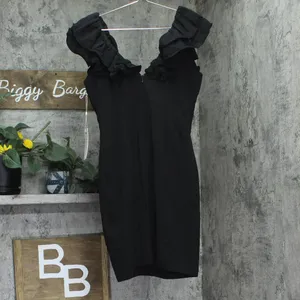 Siena Womens Ruffled Bodycon Mini Dress SATP1725 Black 6 thumbnail 2