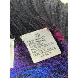 Vintage Kerri Kelsey Mohair Wool Zip Cardigan Sweater‎ Pink Purple Chevron Small thumbnail 6