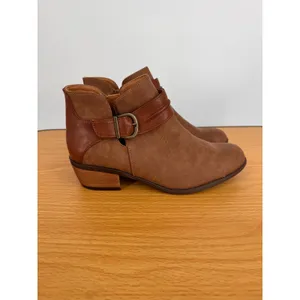 B.O.C by Born boots women's 7 ankle side zip western buckle vegan leather brown thumbnail 2