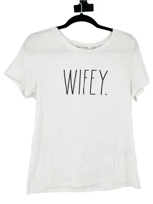 Rae Dunn Wifey Graphic T Shirt White Short Sleeve Bridal Bride Top Size Large thumbnail 2