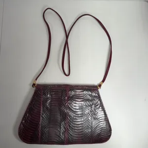 J. Renee Small Crossbody Bag Purple Snakeskin Embossed Vintage Faux Leather thumbnail 4