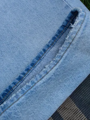 Levis Premium Womens XL Straight Jeans 28 Linen Blue Mid Rise Baggy Loose thumbnail 7