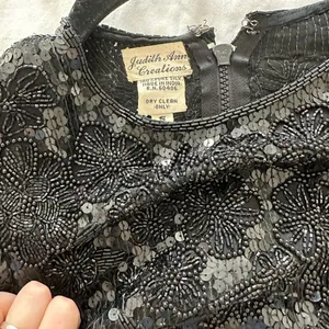Vintage Judith Ann Creations black sequined Silk 80s Sequin jacket sz S Black thumbnail 6