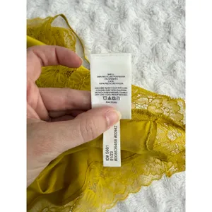 Express Mustard Yellow Satin Lace Trim Classic Glam Elegant Camisole Top S thumbnail 5