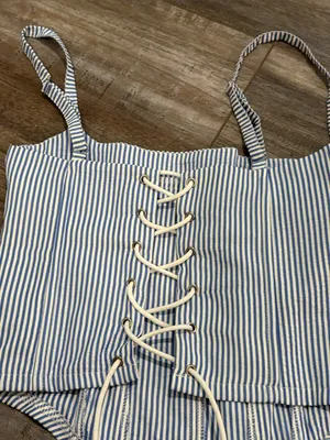 edikted blue striped corset tank XS thumbnail 7
