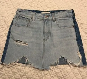 PacSun Jean Skirt Two Tone Distressed Raw Hem Size 27 thumbnail 1