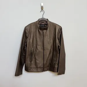Terry Lewis Classic Luxuries Metallic Copper Gray Genuine Leather Jacket M thumbnail 8