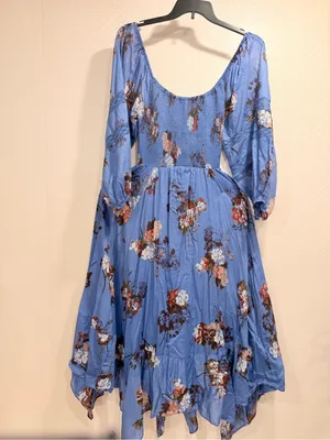 Free People Morning Glory Floral Smocked Maxi Dress XS Boho Long Sleeve thumbnail 2