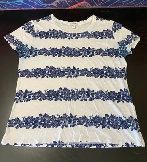 Old Navy White Tee with Blue Logo Tag thumbnail 1