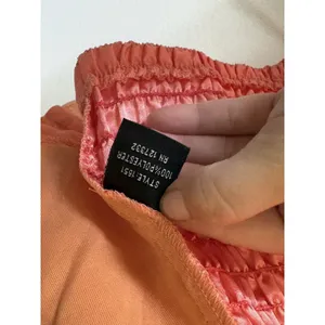 Vintage Y2K Sherbet Orange & pink Coral Corset Top Smocked Ruffle Blouse Large thumbnail 4