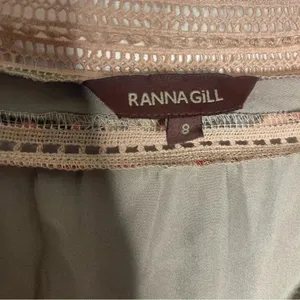 Ranna Gill Dress Floral V-Neck Embroidered Flowy Brown Rose Boutique Size 8 thumbnail 5