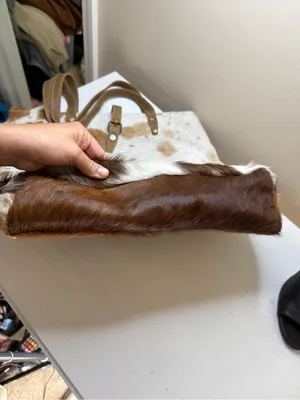 Myra Mesa Trail Hairon Tote Bag Rustic Cowhide Design, Brown Leather Handles thumbnail 12