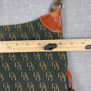 Dooney & Bourke Crossbody Bag Womens Small Green Canvas Leather Monogram thumbnail 7