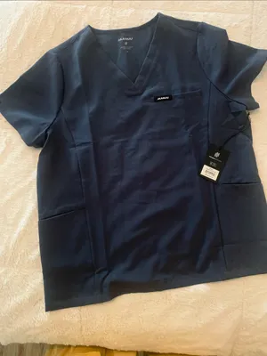 Jaanuu Women's V-Neck Scrub Top in Charcoal thumbnail 2