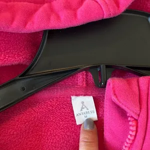 Anrabess quarter zip cropped hooded pullover hot pink M thumbnail 4