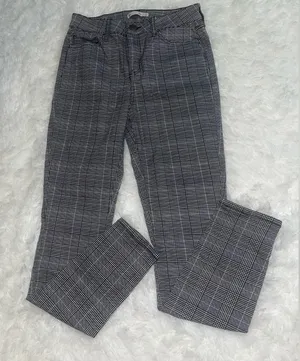 So black white plaid pants skinny slacks woman’s size 7 thumbnail 1