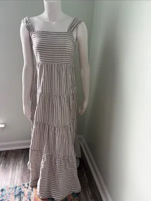 Madewell Cotton Hemp Stripe Tiered Maxi Dress thumbnail 4