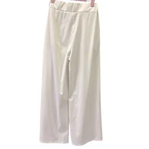 Source Unknown White Wide Leg High Waist Pull On Pants Pleated Front with Pockets Womens Medium thumbnail 2