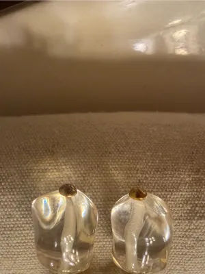Tory Burch Classy Gold Logo Drop Earrings with Clear Resin Pendants Authentic! thumbnail 3