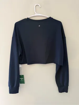 NWT Halara Cropped Long Sleeve Athletic Top Navy Blue Medium thumbnail 5