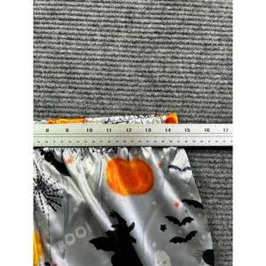 Halloween Satin Pajama Set Witches Pumpkins Ghosts Silver XL Short Sleeve Pants thumbnail 6