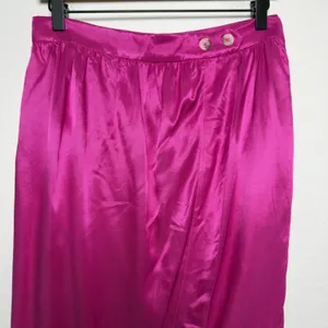 Anthropologie Maeve Women Tulip Midi Skirt 8 Pink Satin Faux Wrap Magenta thumbnail 3