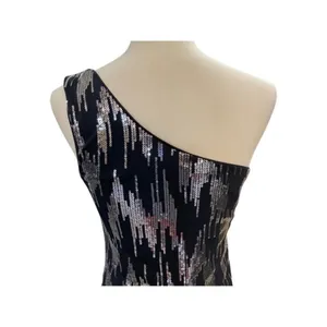 Charlotte Russe Womens Dress Sz S One Shoulder Black and Silver‎ Sequin Mini thumbnail 4