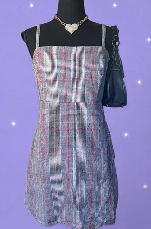 Hollister Y2K coquette preppy dark academia plaid mini dress size medium 🤎 thumbnail 1