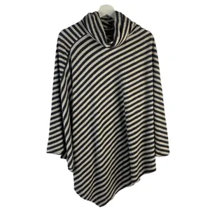 Soft Surroundings OS Poncho Sweater Presley‎ Soft Cozy Stripes Cowl Neck Women’s thumbnail 3