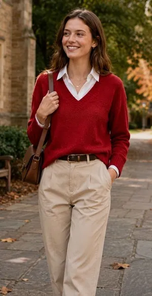 J. CREW Relaxed V Neck Pullover Sweater‎ Solid Red Merino Wool Alpaca Medium thumbnail 1