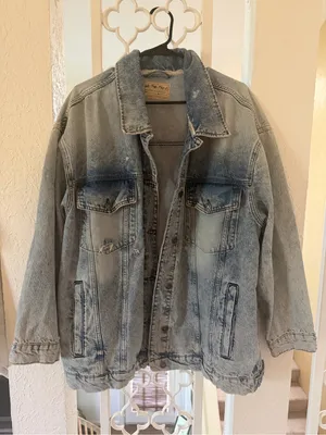 Free people distressed denim jacket thumbnail 1