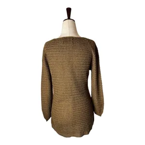 Coincidence & Chance Anthropologie Sweater Women Small Brown Knit Cotton Blend‎ thumbnail 2