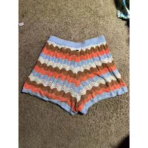 Rip Curl Womens Small Crochet Knit Chevron Shorts Blue Orange Brown Zig Zag Boho thumbnail 5