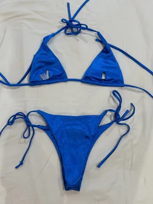 Blue shinny bikini thumbnail 2