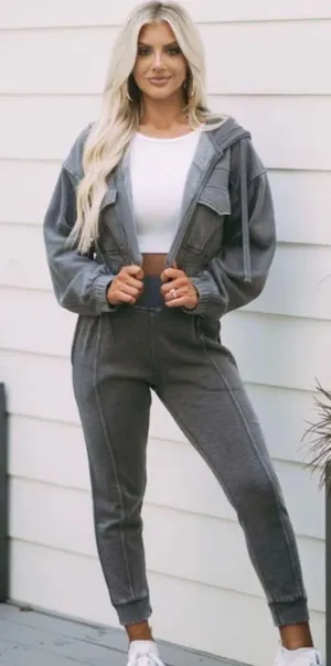 These Three Boutique Gray Zip Up thumbnail 1
