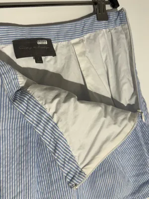 Sunday in Brooklyn Blue &White Striped Skater Skirt with White Underlayer Cotton thumbnail 12