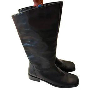 Vintage 1990's Naturalizer Black Leather Pull On Square Toe Boots sz. 8M thumbnail 2