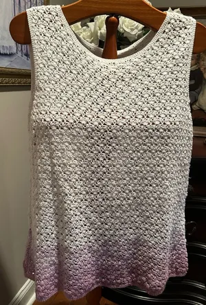 Vintage White and Purple Sleeveless Women’s Top may fit Sz XL thumbnail 1