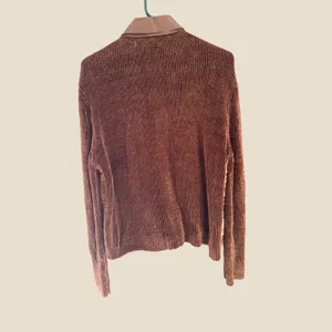 Victoria Harbour Y2k Brown Tiger Faux Fur Chenille Leather Trim Zip Jacket‎ L thumbnail 2