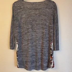 Live and Let Live Large Boho Gray Brown Rust Floral High Low Tunic Blouse thumbnail 7