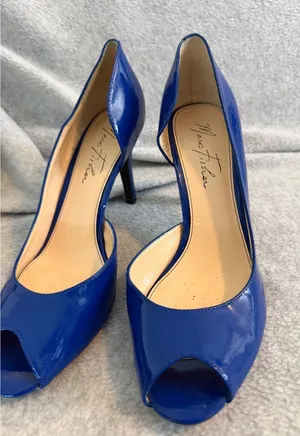Marc Fisher Joey Cobalt Blue Patent Peep Toe d'Orsay Heels Womens 8M MFJOEY thumbnail 1