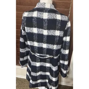 Modcloth Coat Black White Checked Ladylike Lately Wool-Blend Dress Sz L thumbnail 6