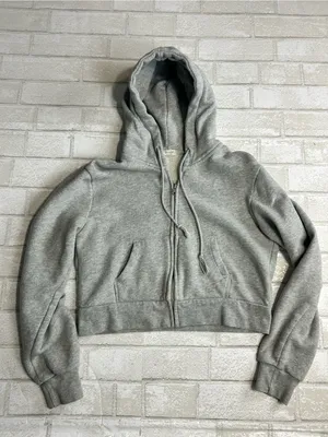 Brandy Melville John Galt Cropped Gray Zip-Up Hoodie - Women thumbnail 1
