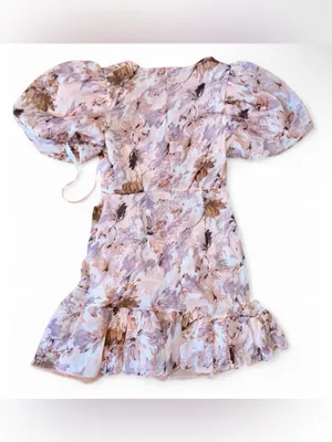 Missguided Women’s Floral Pattern Puff Sleeve Grill Frill Mini Dress Size 4 thumbnail 9